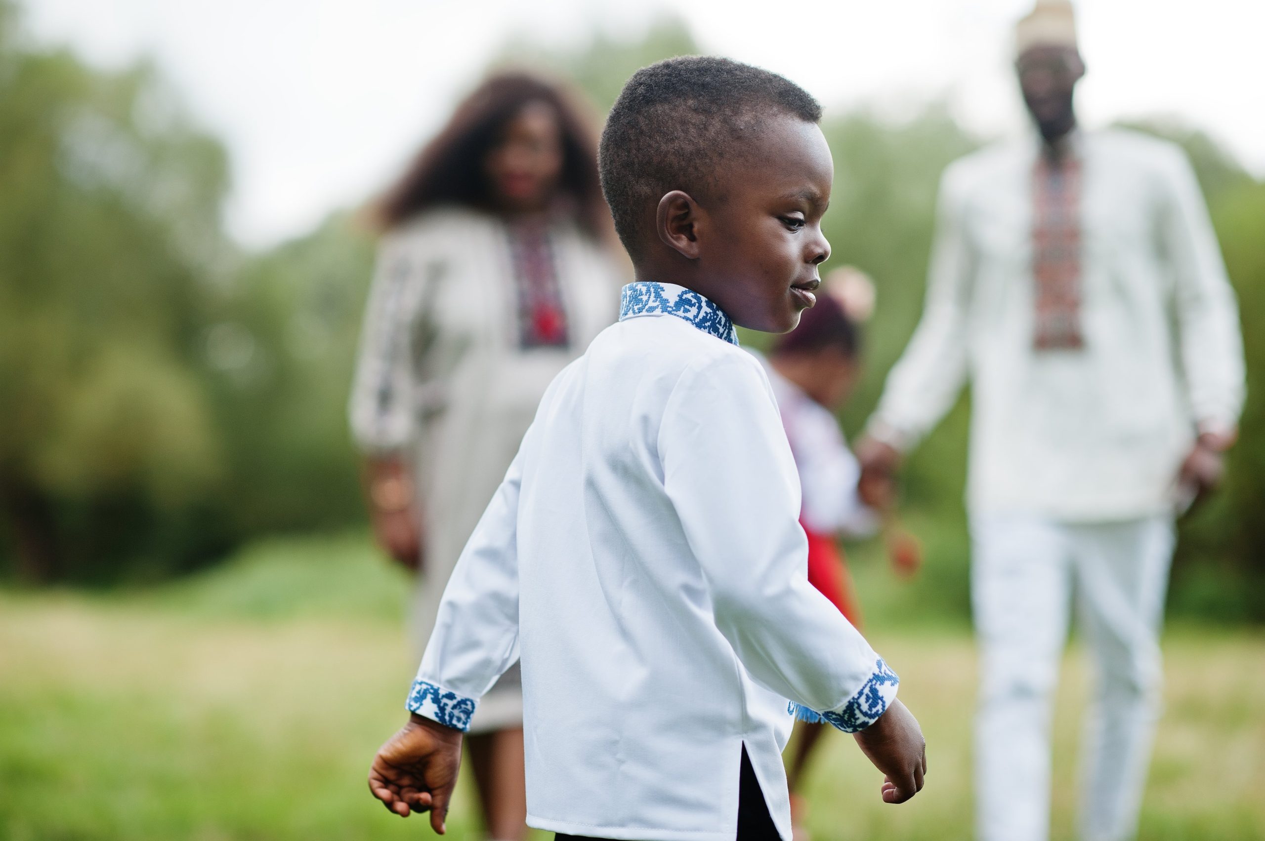 Family with a child in Ghana