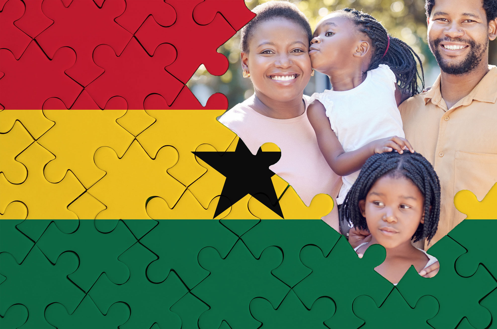 Diaspora traveler with Ghana flag