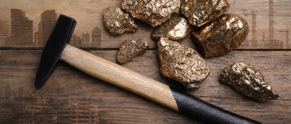 Gold mining operation and large-scale construction site in Ghana representing industries that produce millionaires