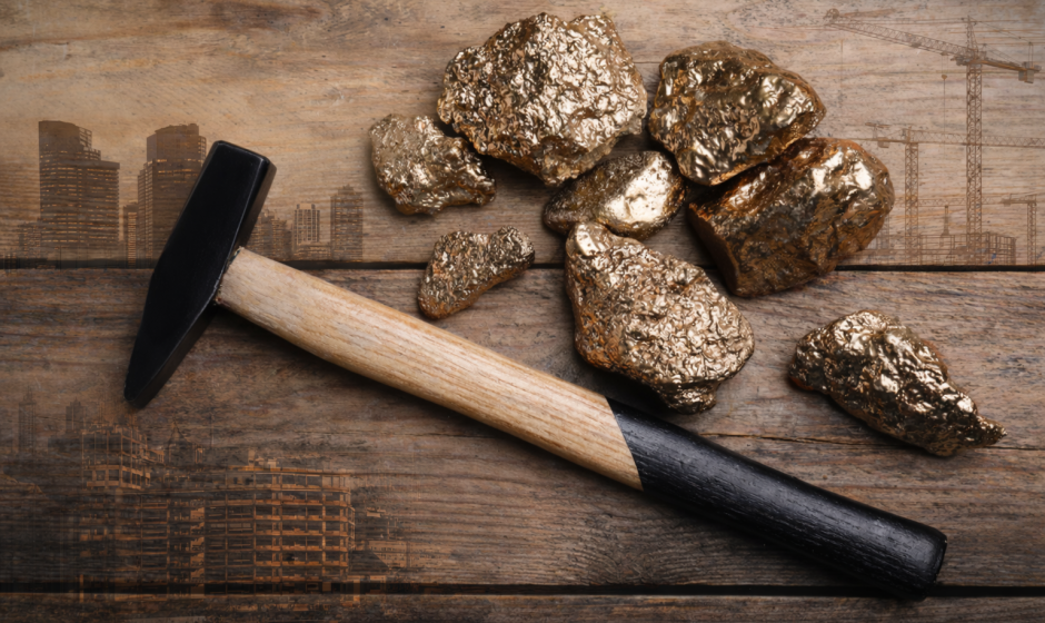 Gold mining operation and large-scale construction site in Ghana representing industries that produce millionaires