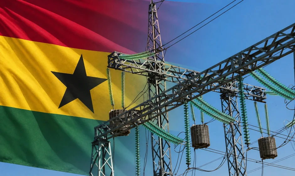 Ghana power crisis 2026 with electricity substation and Ghana flag overlay