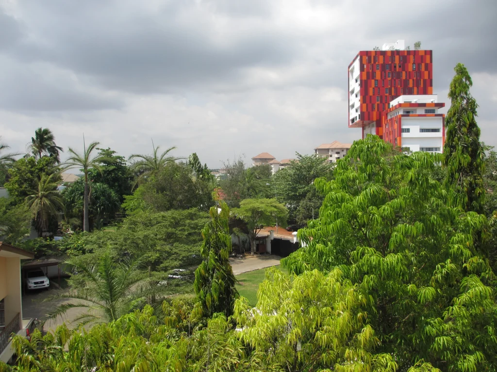 View of neighbourhood outside the Hotel Regent, Accra in the Greater Accra Region.