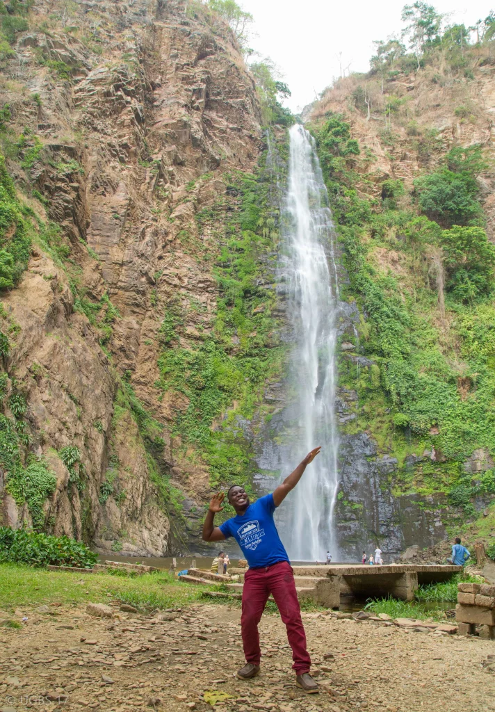 The stunning and mesmerizing nature of the waterfall and the sereneness of the environment.