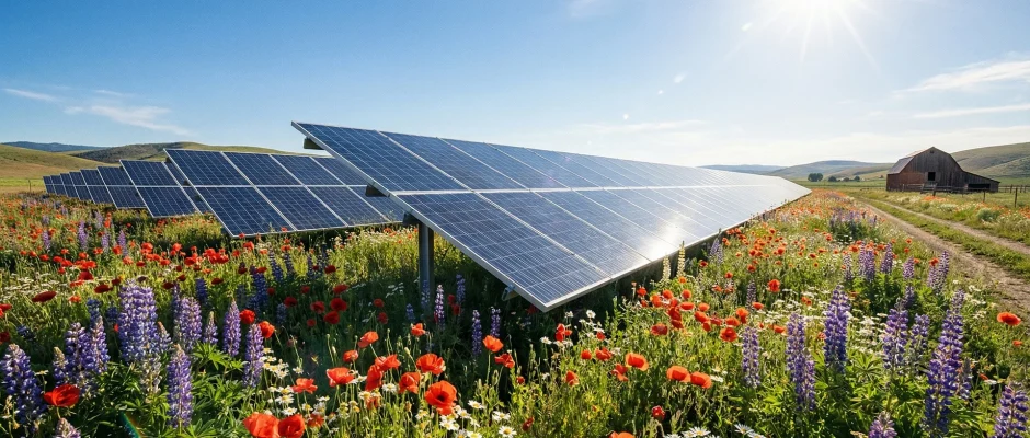 Solar panels supplying renewable energy to an industrial facility in Ghana