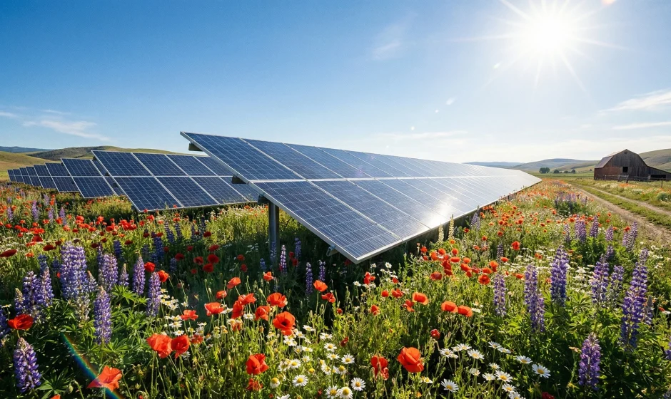 Solar panels supplying renewable energy to an industrial facility in Ghana